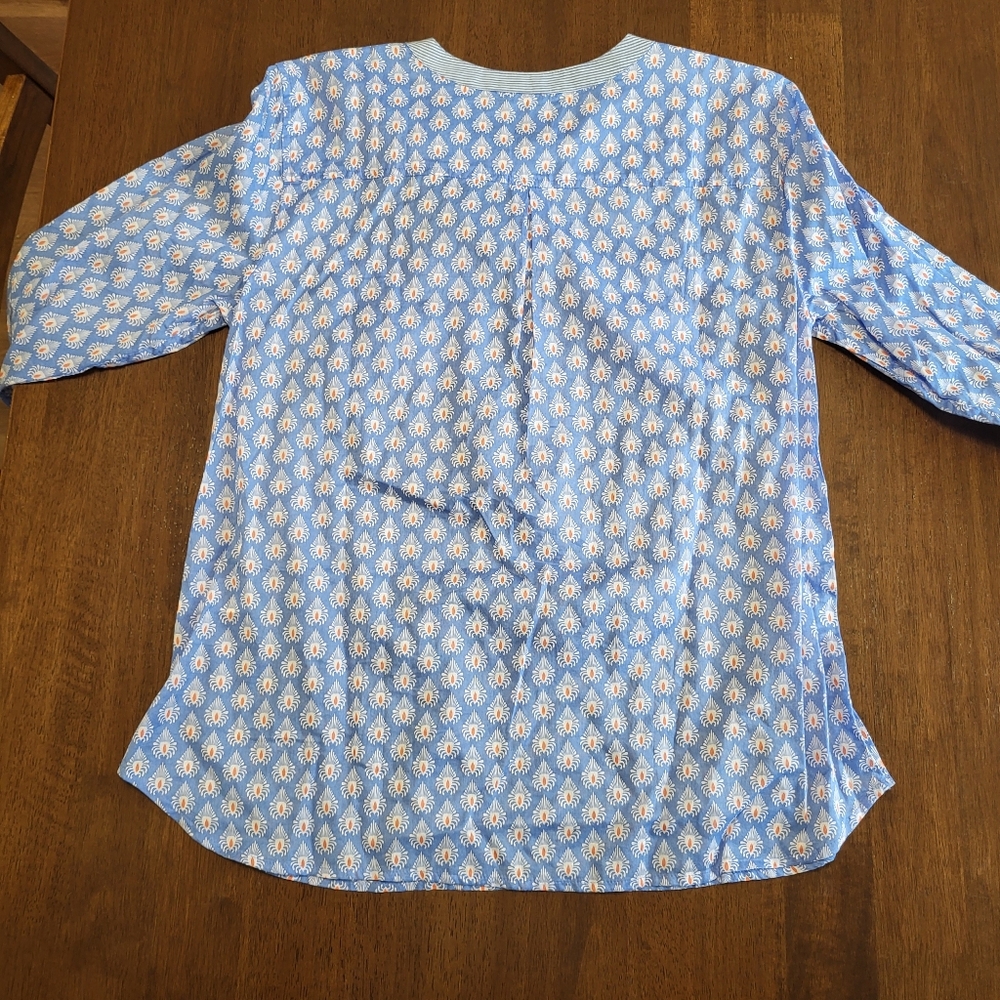 Talbots Light Blue Printed Button-Down Tunic - Picture 3 of 8